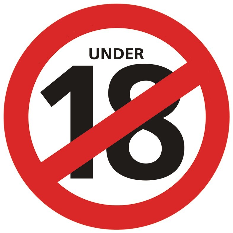 25 лет запрета. До 18 запрещено. 18 Зачеркнуто. Знак 18 перечеркнут.