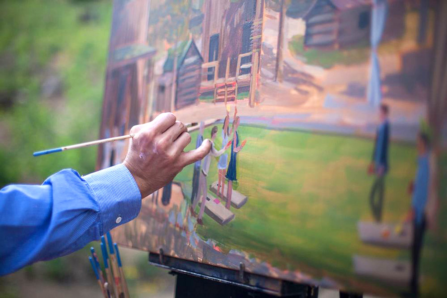 Ben Keys wed on canvas live wedding painter charleston savannah miami wedding painting